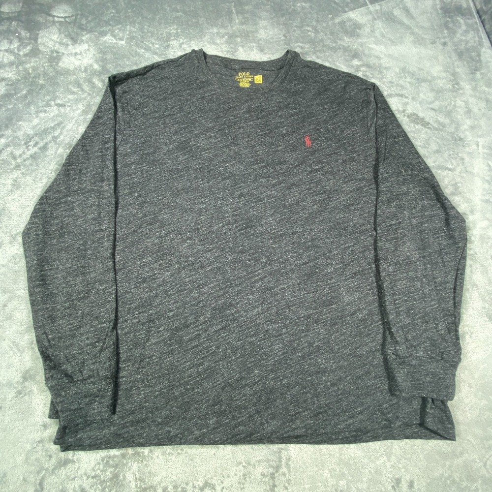 Polo Ralph Lauren T Shirt Long Sleeve Mens XL Gray Heather Classic Fit Crew Neck